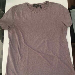 Theory Burgundy and White Striped T-Shirt- Sz M